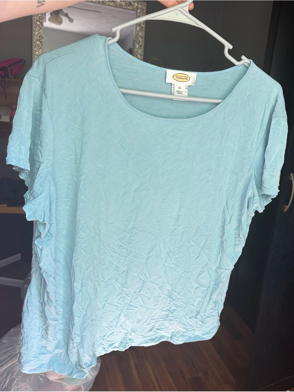 Talbots Light blue short sleeve silk blouse